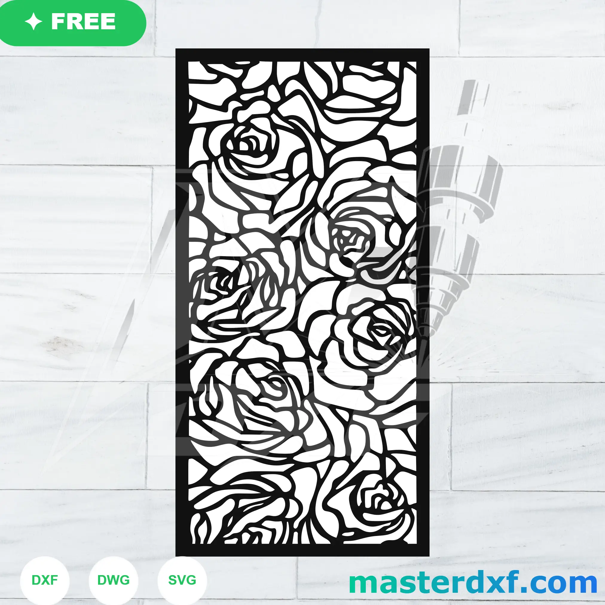 Abstract Interlocking Rose Petal Stained Glass Screen DXF File